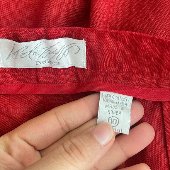 Red Linen Bermuda shorts sizes 10, summer linens Bermudas, sizes large - Picture 5 of 8